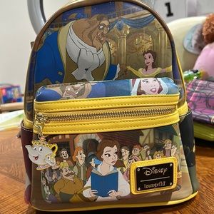Loungefly x Disney Beauty & the Beast Backpack Bag Purse Princess Scenes NWT